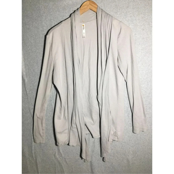 Womens Fabletics Cardigan Grey Open Front Cotton Blend Asymmetrical Hem - Picture 1 of 5